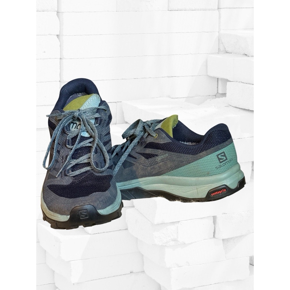 Salomon Outline GTX Hiking Shoes Womens 9 Blue Black Waterproof Gore-Tex Trail